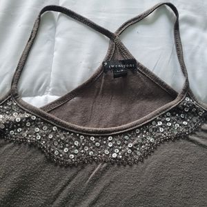 Olive green beaded tank top